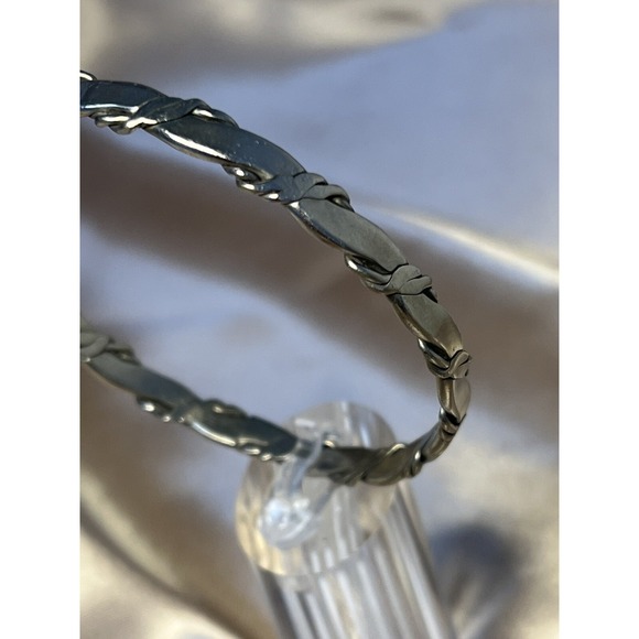 Vintage Taxco Sterling Silver 925 Rope Detail Bangle Bracelet Minimalist Design - Picture 2 of 13